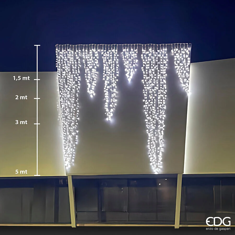 EDG Enzo De Gasperi Cascata Led Prolungabile 120 Maxi Led H 200 Cm L 50 Cm Ip 67 White