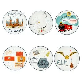 HARRY POTTER SET 6 PIATTI APERITIVO DECORI VARI 15 CM