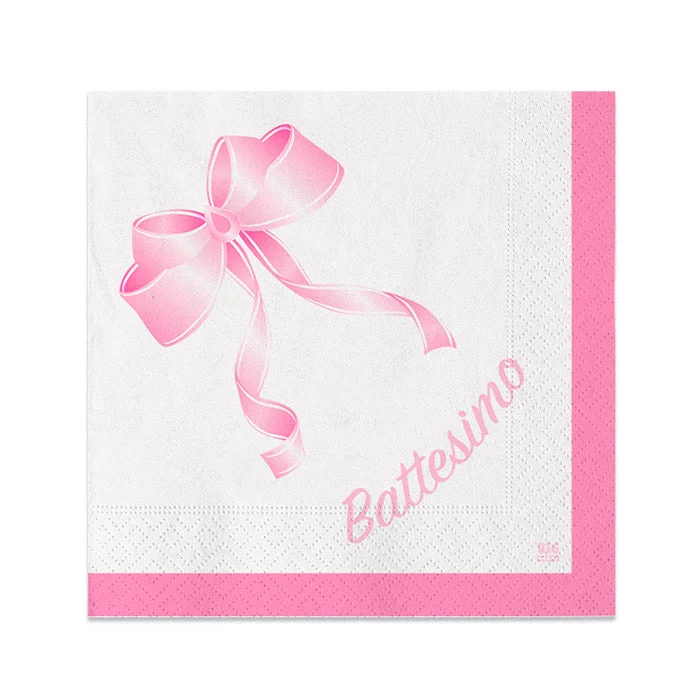 Big Party Tovaglioli Carta Battesimo 25 x 25 Cm Cf 20 Pz Rosa