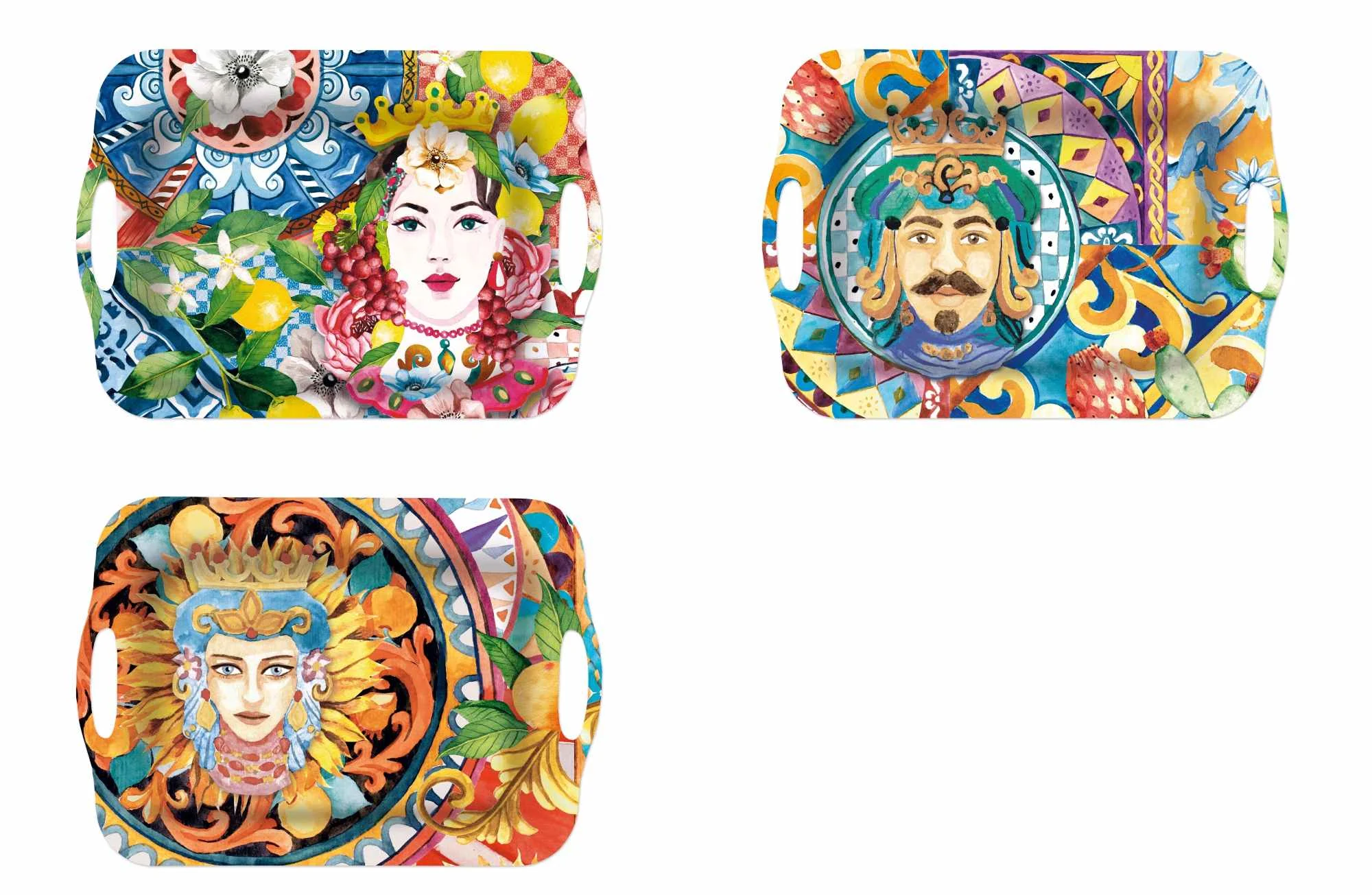 Ad Trend Vassoio Rettangolare Melamina Dec. Sicily Ass. H 2,5 Cm 42 x 29 Cm Multicolor 1 Pz