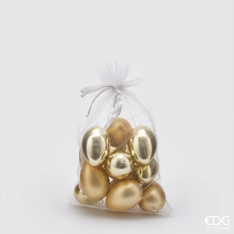 EDG Enzo De Gasperi Decorazione Uovo Chioccia Opaco Lucido Cf 12 Pz H 6 Cm Giallo