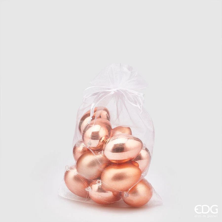 EDG Enzo De Gasperi Decorazione Uovo Chioccia Opaco Lucido Cf 12 Pz H 6 Cm Salmone