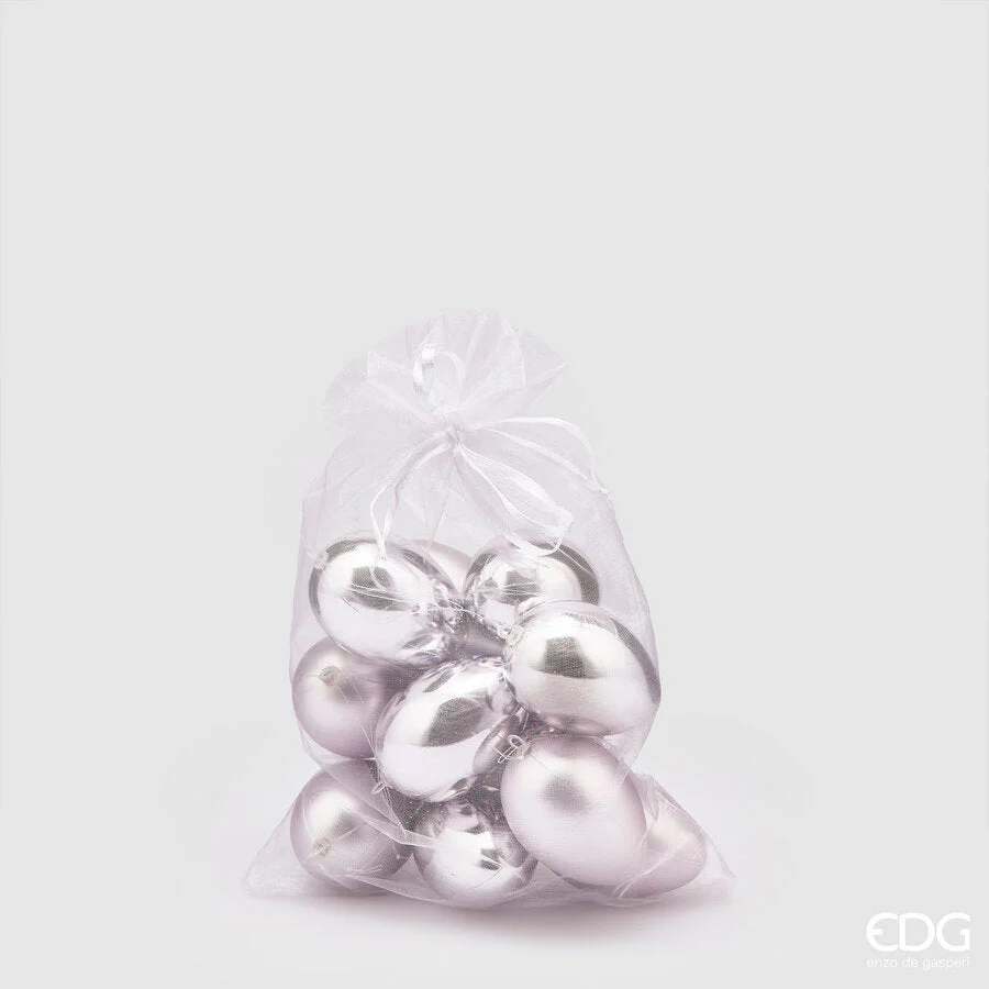EDG Enzo De Gasperi Decorazione Uovo Chioccia Opaco Lucido Cf 12 Pz H 6 Cm Lavanda