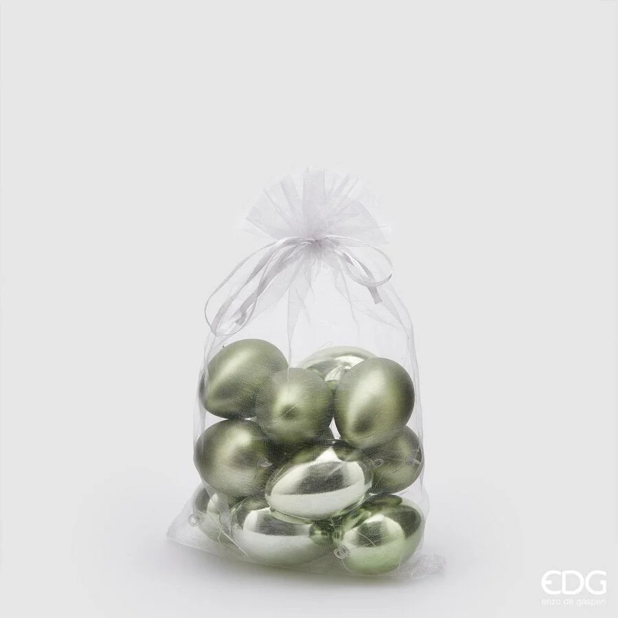 EDG Enzo De Gasperi Decorazione Uovo Chioccia Opaco Lucido Cf 12 Pz H 6 Cm Light Green