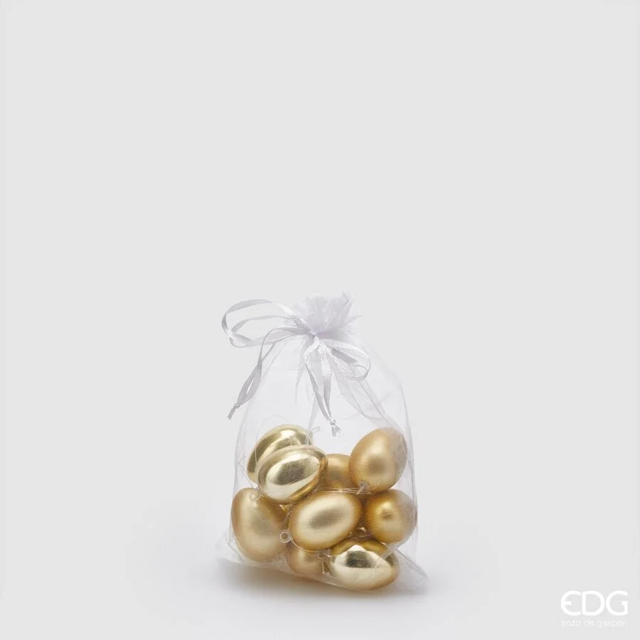EDG Enzo De Gasperi Decorazione Uovo Chioccia Opaco Lucido Cf 12 Pz H 4 Cm Giallo