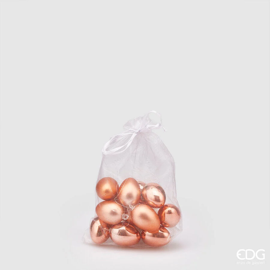 EDG Enzo De Gasperi Decorazione Uovo Chioccia Opaco Lucido Cf 12 Pz H 4 Cm Salmone