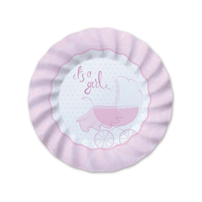 Big Party Piatti Carta D 20 Cm It's a Girl Cf 8 Pz Rosa