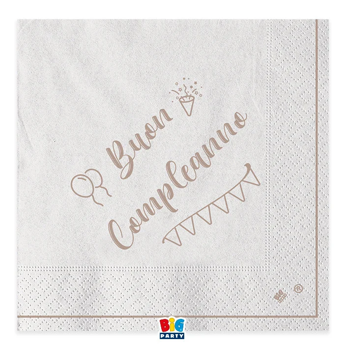 Big Party Tovaglioli Carta Buon Compleanno Kraft 33 x 33 Cm Cf 20 Pz