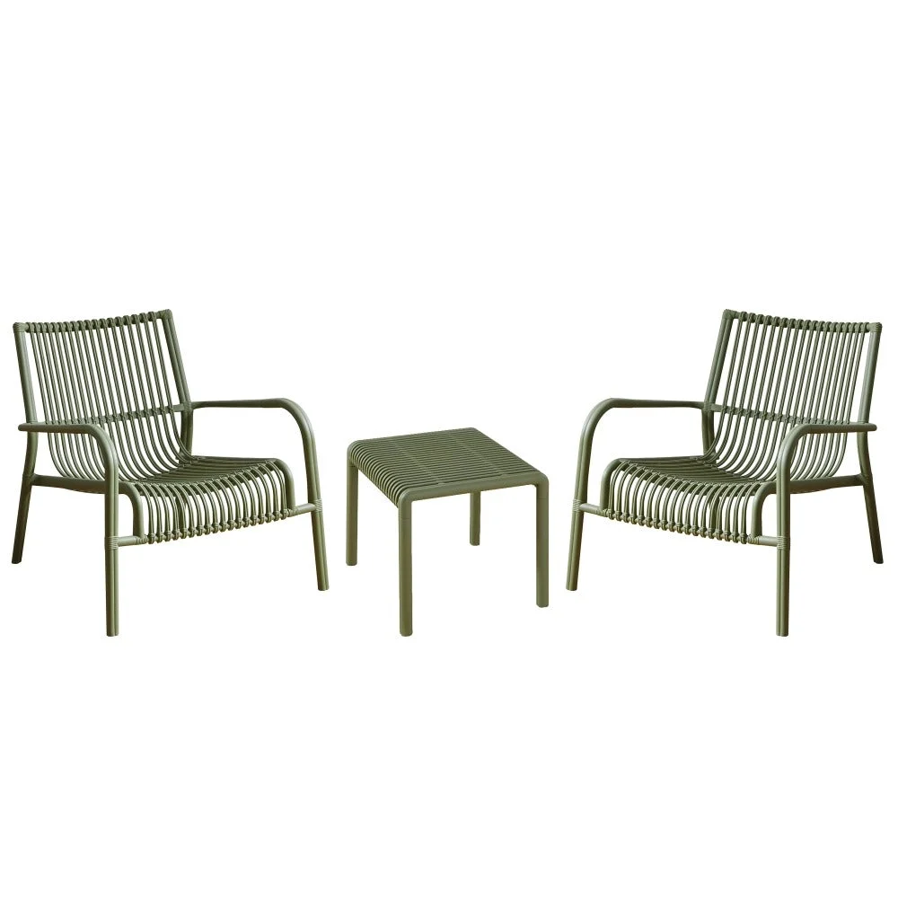 L'Arcolaio Set Giardino Ponza Verde: 2 Poltrone e Tavolino UV