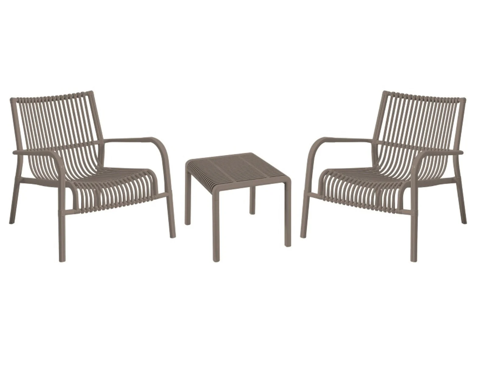 L'Arcolaio Set Giardino Ponza Tortora: 2 Poltrone e Tavolino UV