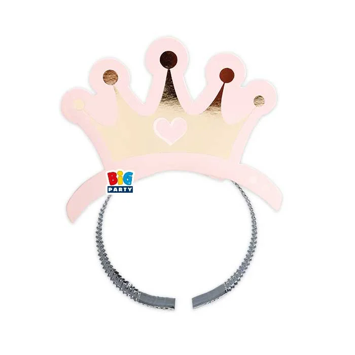 Big Party Frontini in Carta Princess Crown Cf 4 Pz Rosa Oro