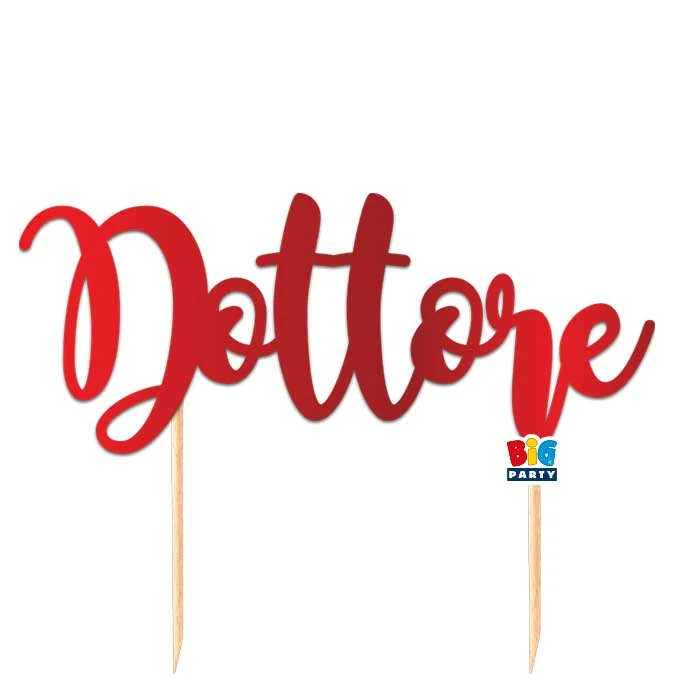 Big Party Cake Topper Italic in Carta 20 x 16 Cm Dottore Rosso