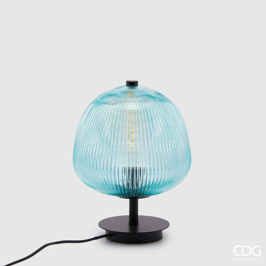 EDG Enzo De Gasperi Lampada da Tavolo Bombato H 34 Cm D 25 Cm Turquoise