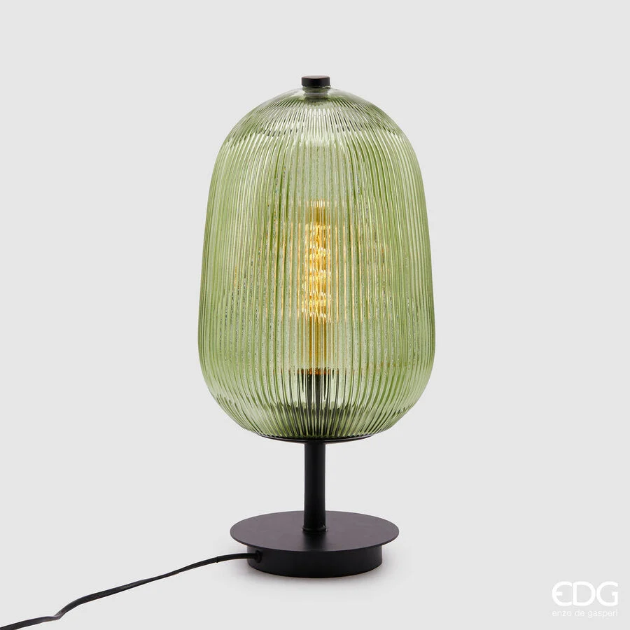 EDG Enzo De Gasperi Lampada da Tavolo Bombato H 43 Cm D 22 Cm Green
