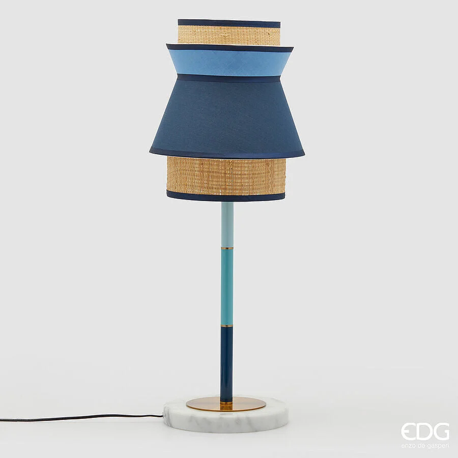 EDG Enzo De Gasperi Lampada da Tavolo Yoroi H 80 Cm D 30 Cm IP 20 E27 Blue Mix