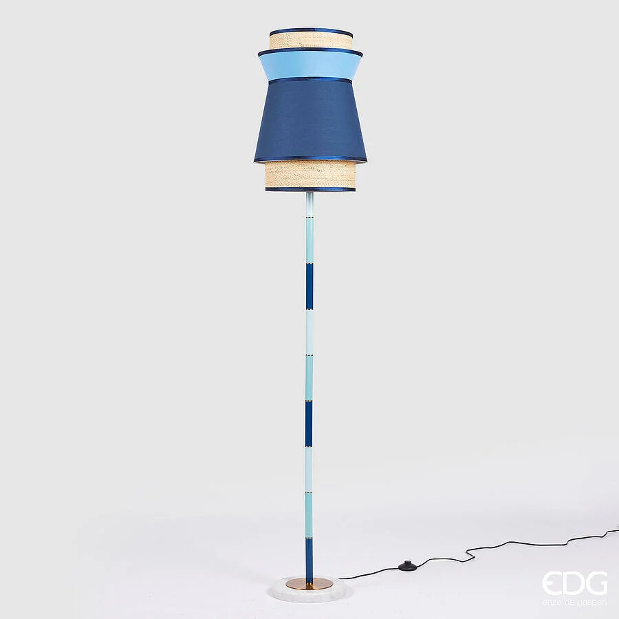 EDG Enzo De Gasperi Lampada da Terra Yoroi H 188 Cm D 35 Cm IP 20 E27 Blue Mix