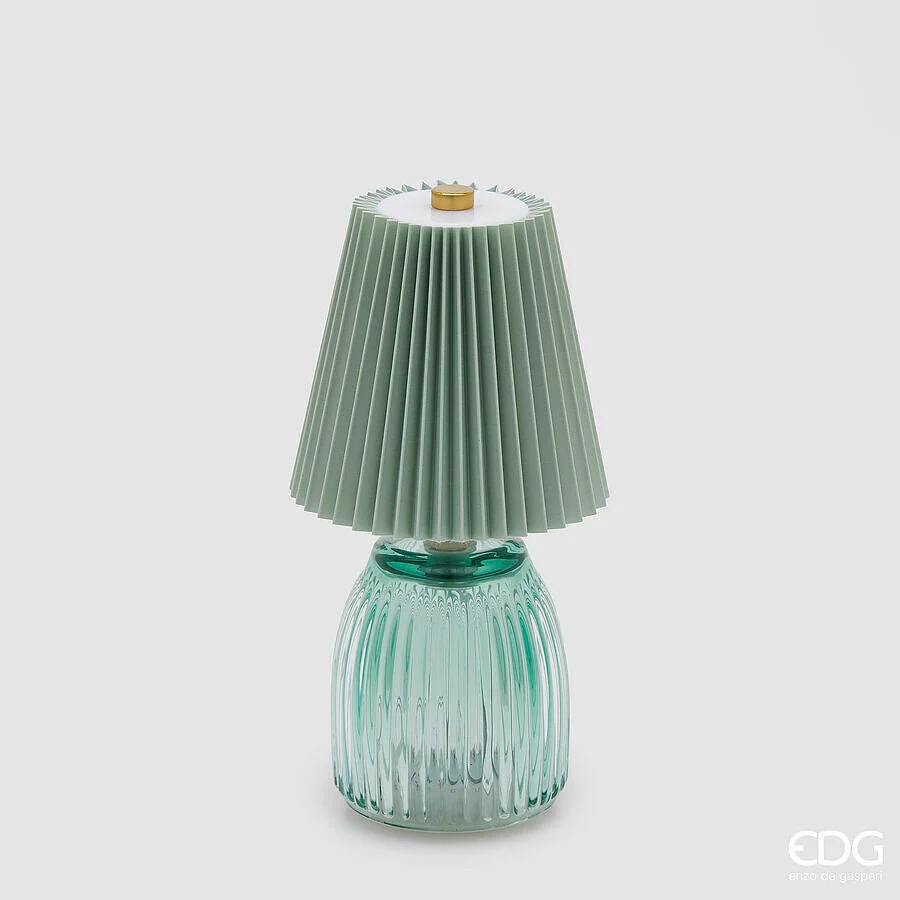 EDG Enzo De Gasperi Lampada da Tavolo Plisse con Led H 22 Cm D 11,5 Cm IP 20 Acqua Scatola Regalo