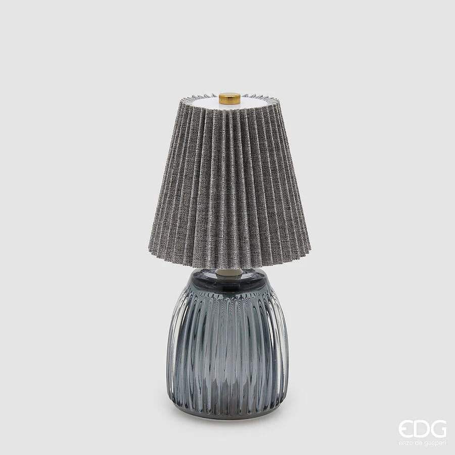 EDG Enzo De Gasperi Lampada da Tavolo Plisse con Led H 22 Cm D 11,5 Cm IP 20 Grey Scatola Regalo