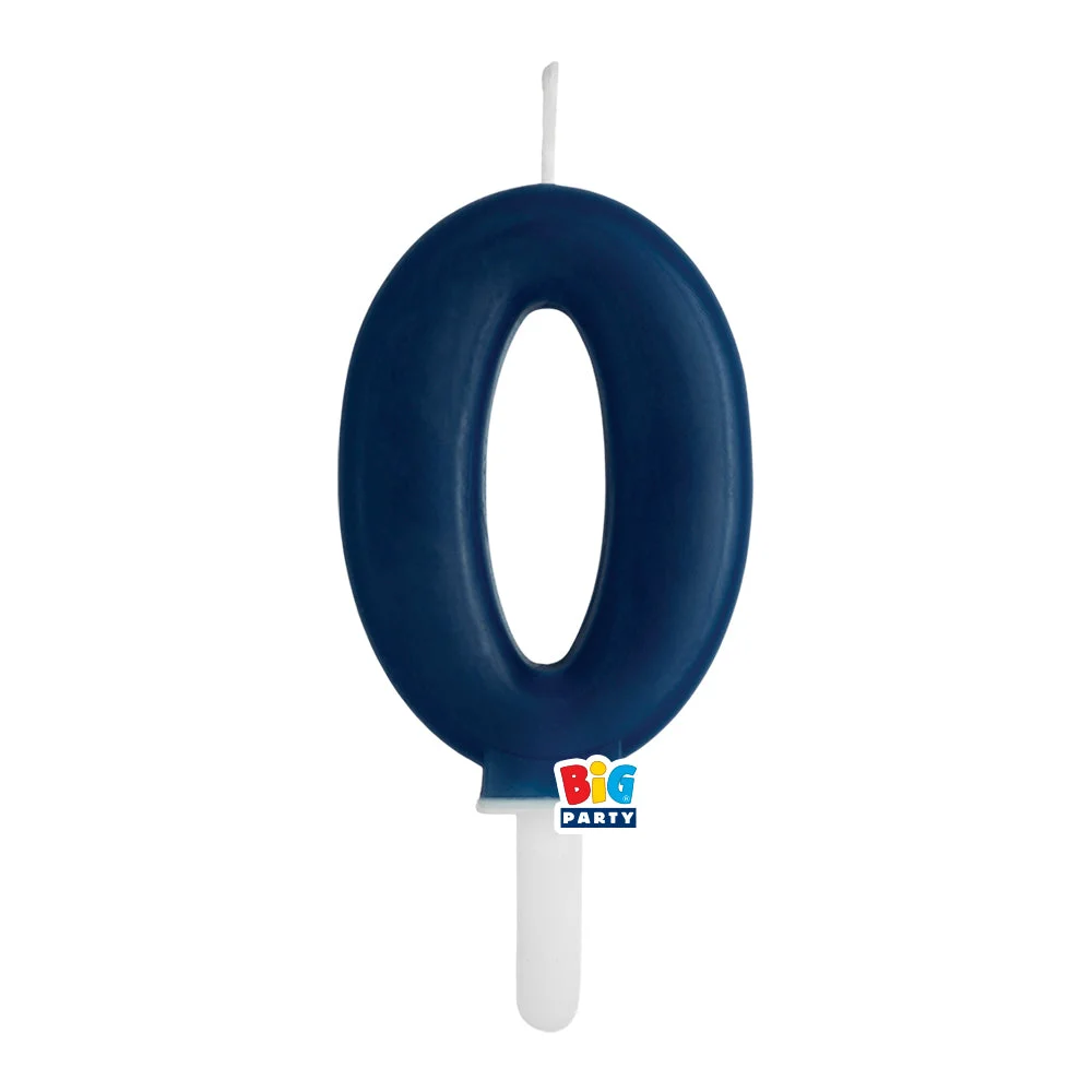 Big Party Candelina Tiny Plump Numero 0 Cera 7 Cm Blu Navy