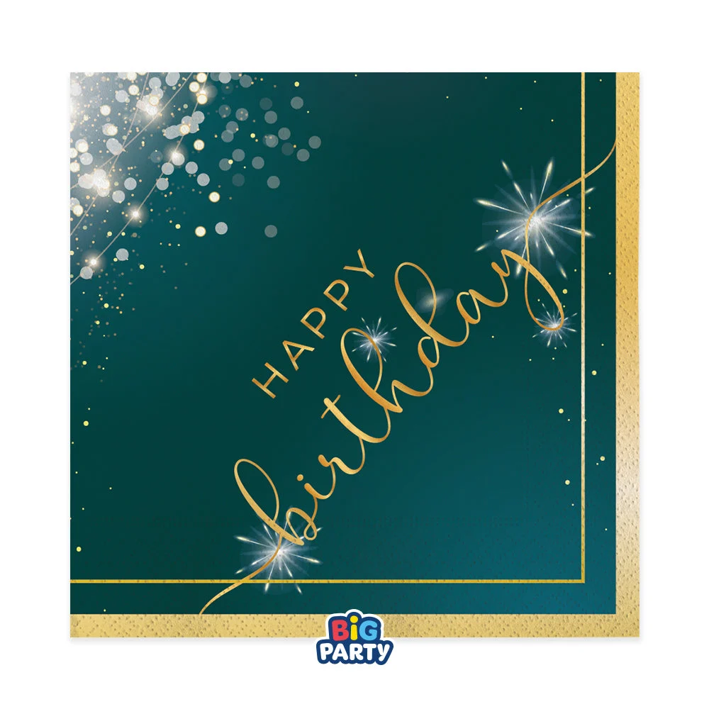 Big Party Tovaglioli Carta Happy Birthday Glamour 33 x 33 Cm Cf 16 Pz