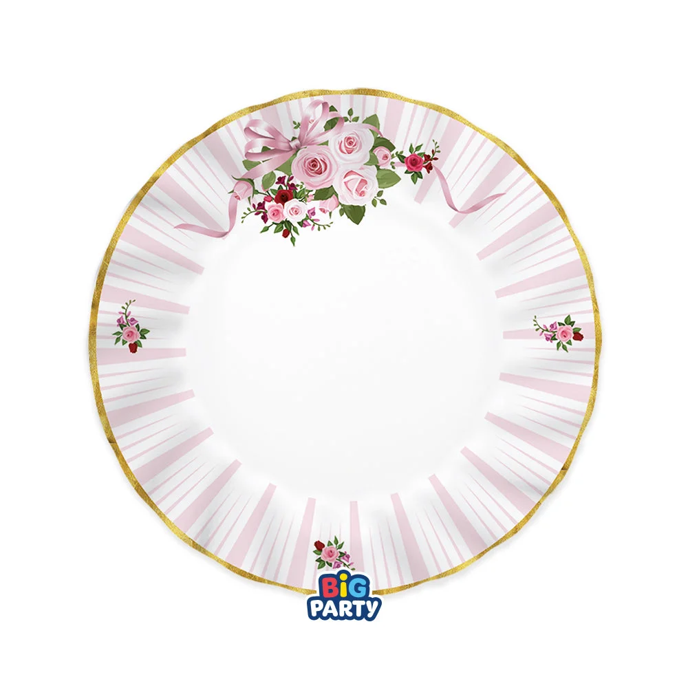 Big Party Piatti Carta Pink Blossom D 20 Cm Cf 6 Pz