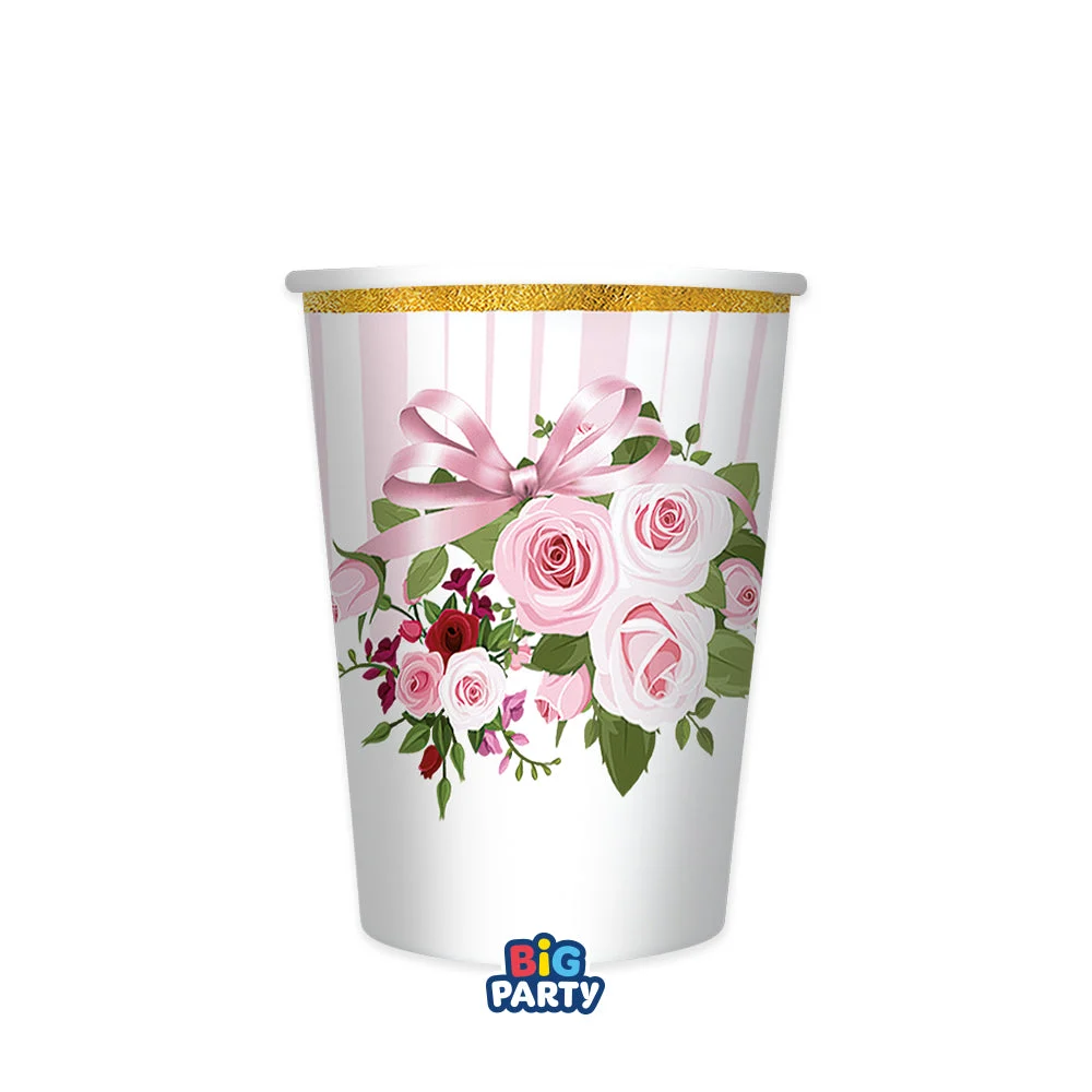 Big Party Bicchieri Carta Pink Blossom 250 Cc Cf 6 Pz