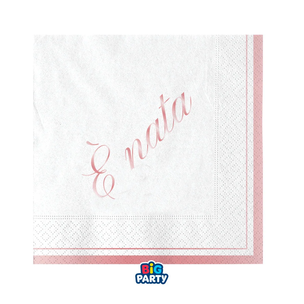 Big Party Tovaglioli Carta E' Nata 25 x 25 Cm Cf 16 Pz Rosa