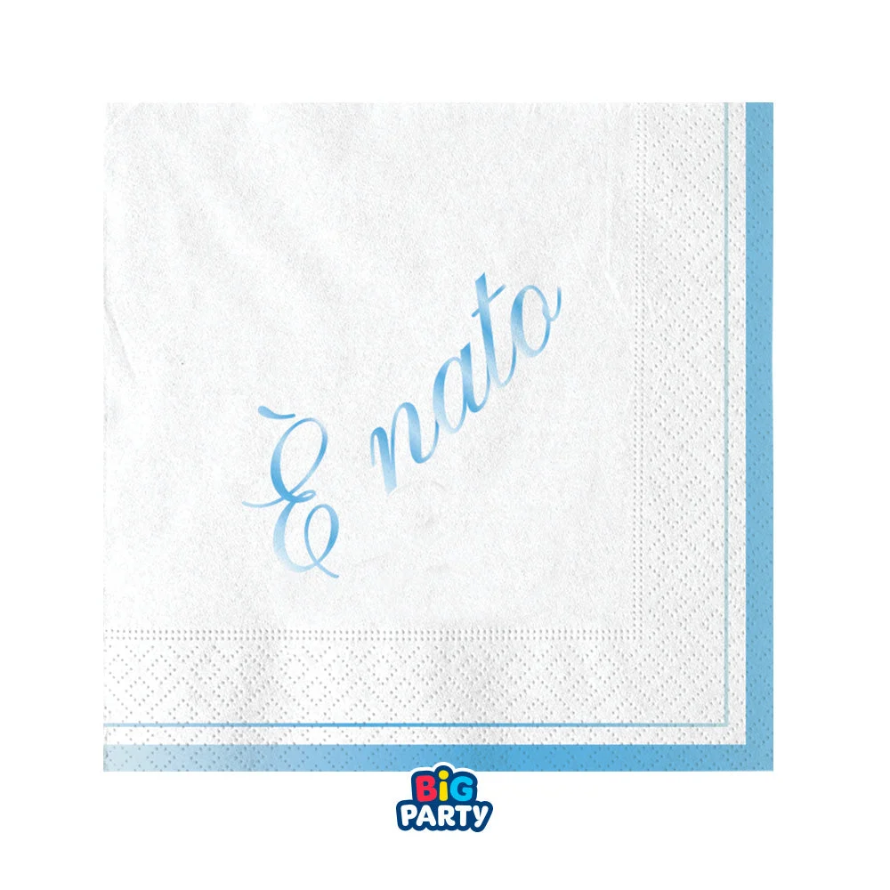 Big Party Tovaglioli Carta E' Nato 25 x 25 Cm Cf 16 Pz Celeste