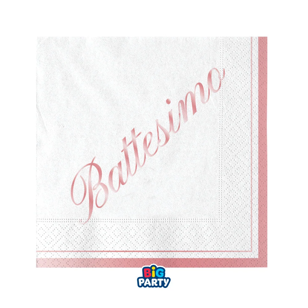 Big Party Tovaglioli Carta Battesimo 25 x 25 Cm Cf 16 Pz Rosa