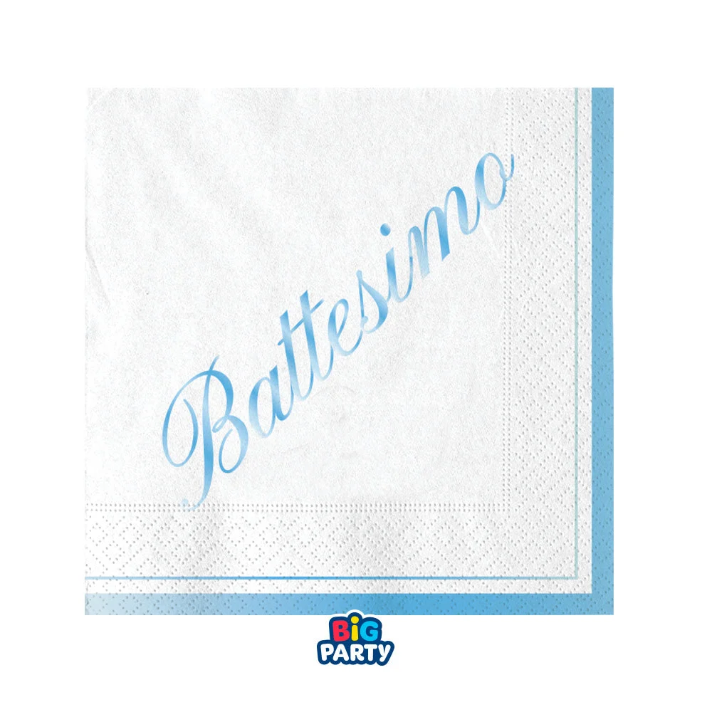 Big Party Tovaglioli Carta Battesimo 25 x 25 Cm Cf 16 Pz Celeste