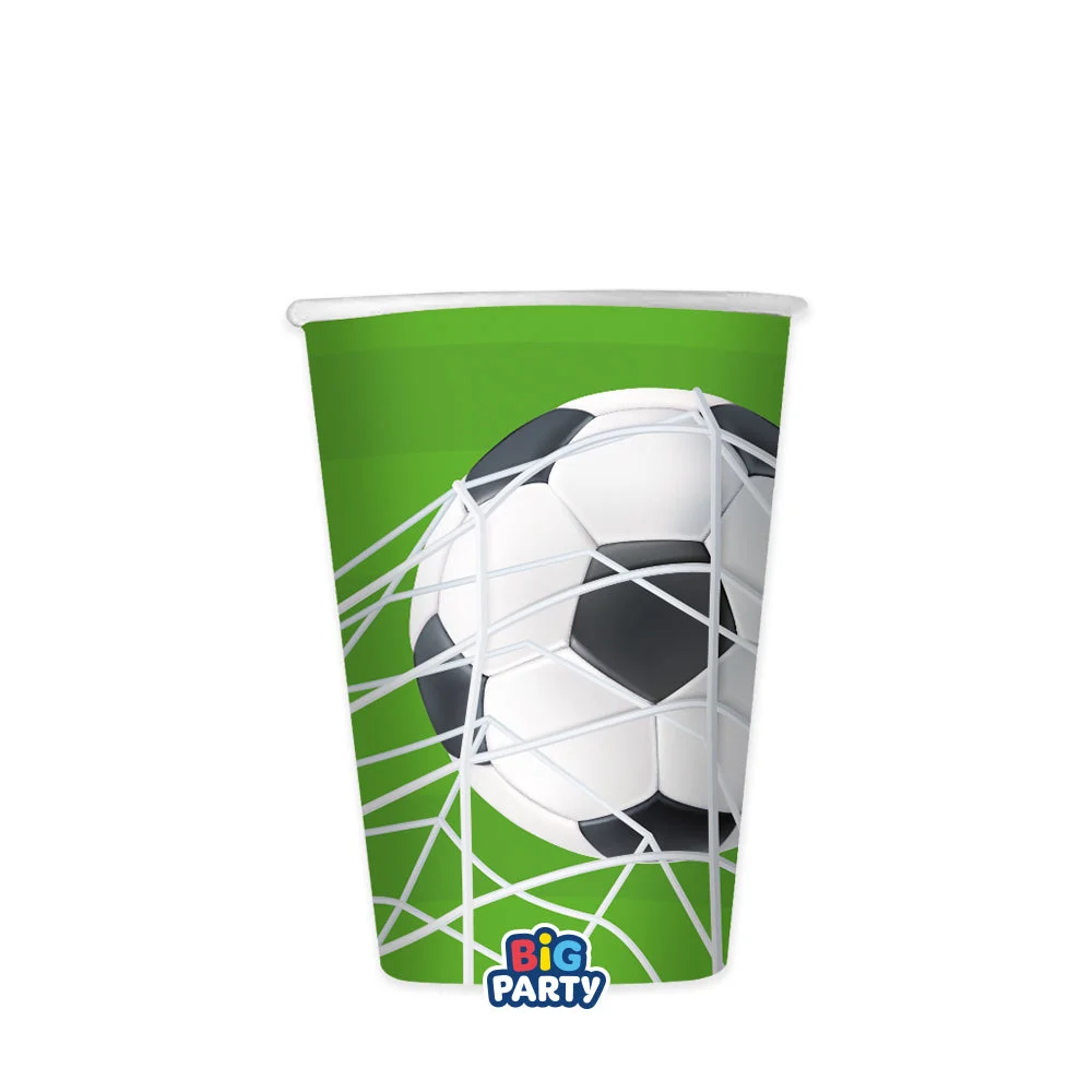 Big Party Bicchieri Carta Football 250 Cc Cf 6 Pz Verde Bianco Nero
