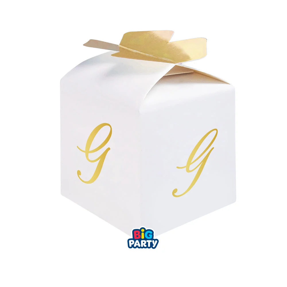 Big Party Bomboniera Scatoline Cubetto Fiocco Lettera G Cf 10 Pz