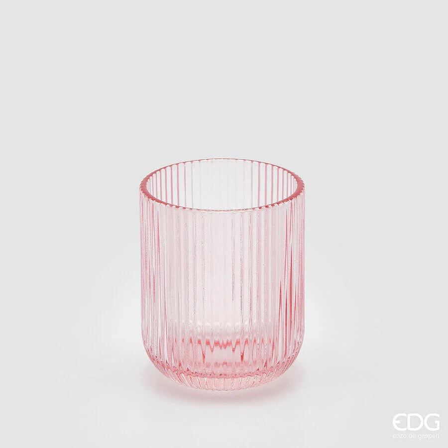 EDG Enzo De Gasperi Bicchiere Righe Tumbler H 9 Cm D 7 Cm 4 Pz Pink
