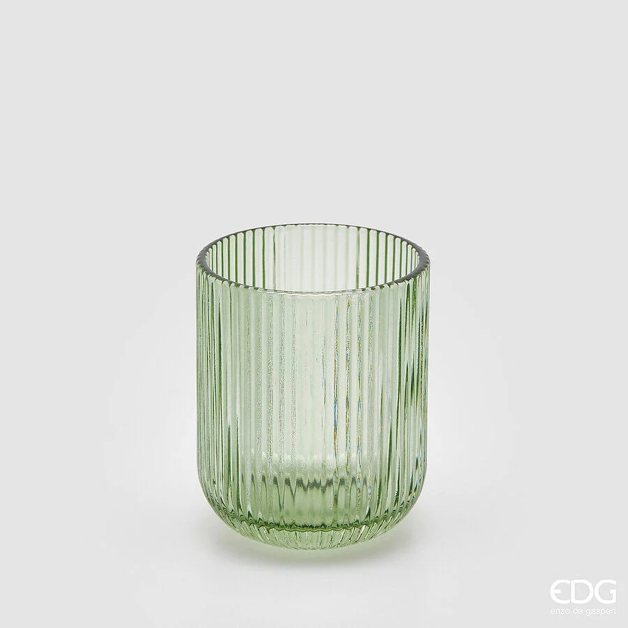EDG Enzo De Gasperi Bicchiere Righe Tumbler H 9 Cm D 7 Cm 4 Pz Green