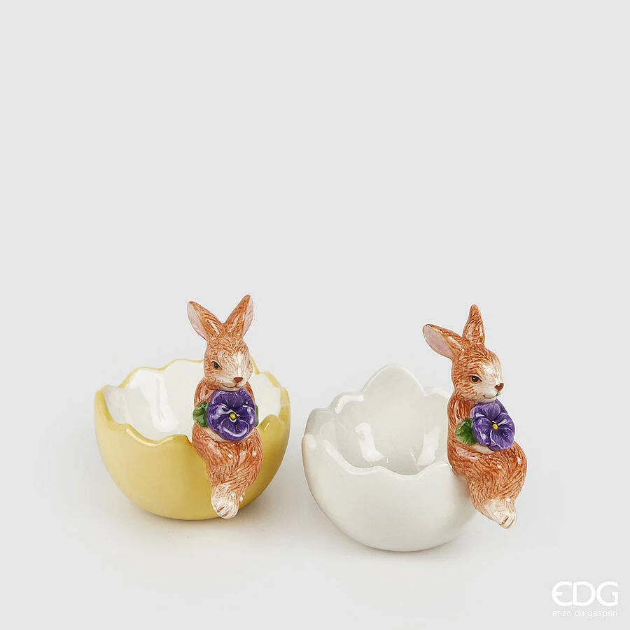 EDG Enzo De Gasperi Portauovo Coniglio H 7 Cm D 7 Cm Ass. White Yellow 1 Pz