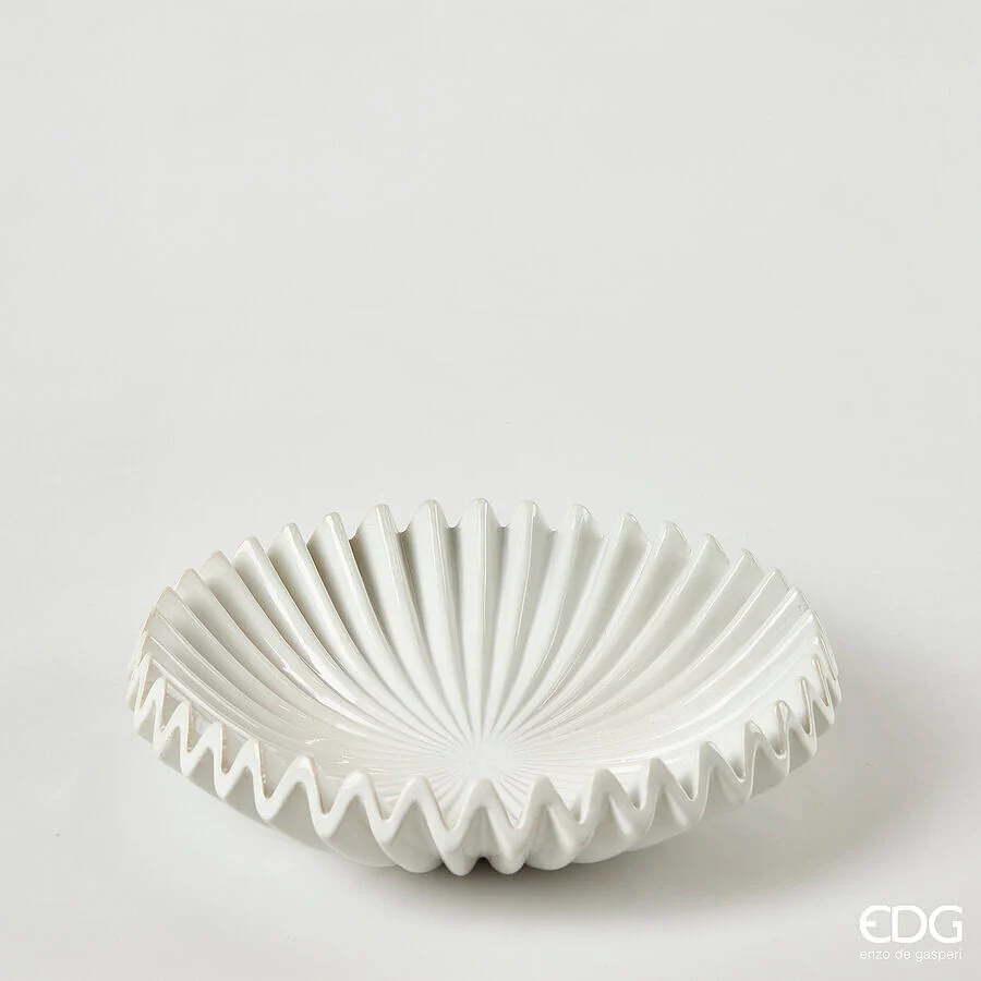 EDG Enzo De Gasperi Piatto Decorativo Raggiera Rotondo H 8 Cm D 29 Cm Ceramica Ivory