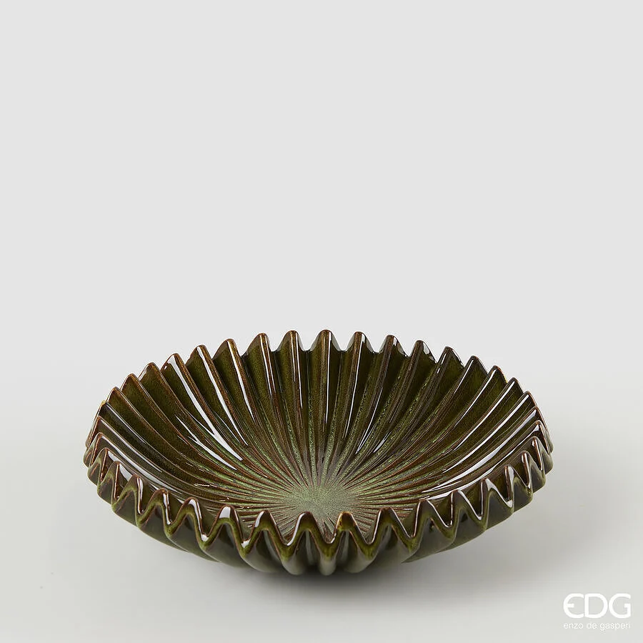 EDG Enzo De Gasperi Piatto Decorativo Raggiera Rotondo H 8 Cm D 29 Cm Ceramica Green