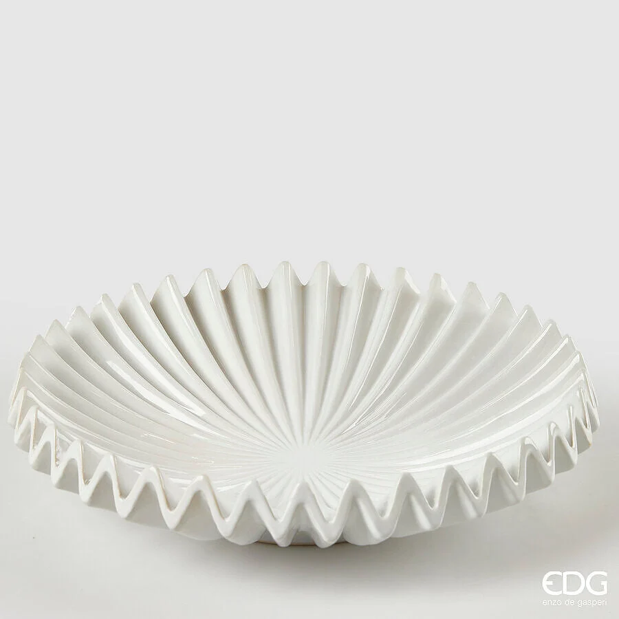 EDG Enzo De Gasperi Piatto Decorativo Raggiera Rotondo H 9 Cm D 36,5 Cm Ceramica Ivory