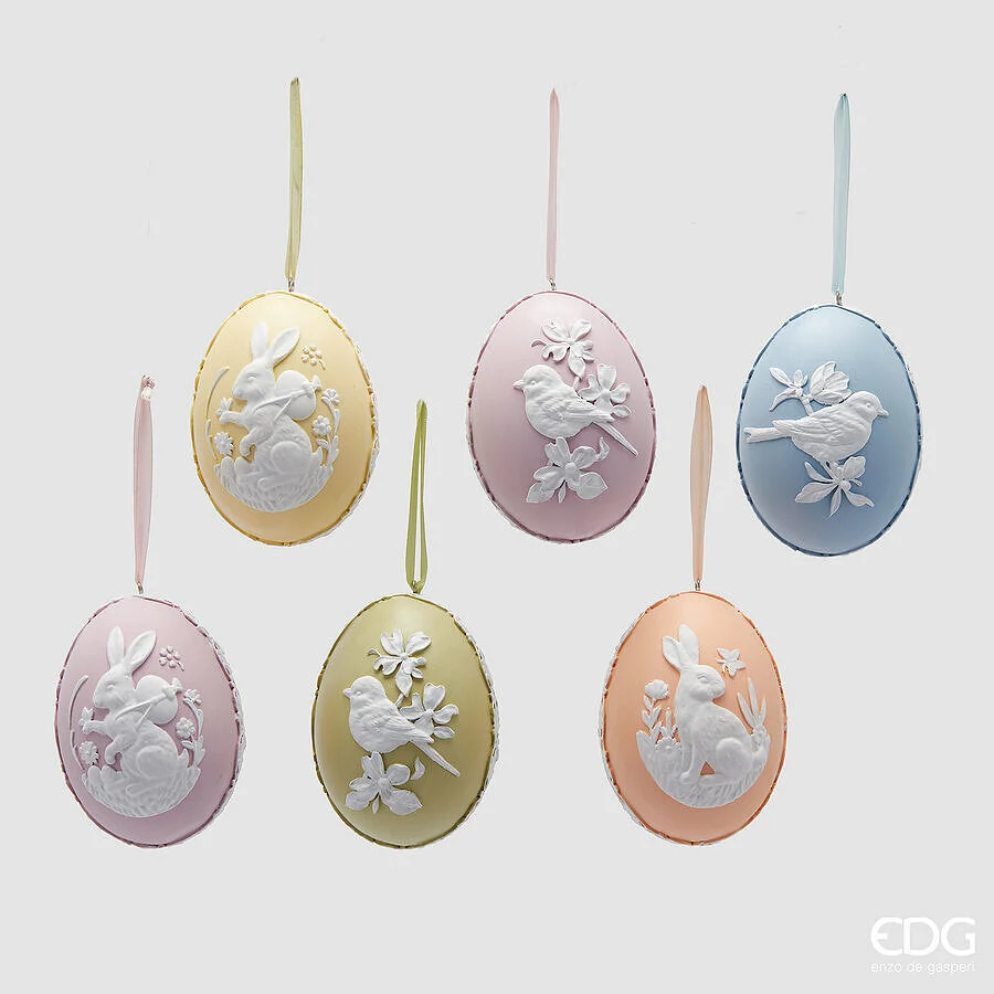 EDG Enzo De Gasperi Decoro Uovo Pasqua da Appendere Ass. H 10,5 Cm D 7,5 Cm Multicolor 1 Pz