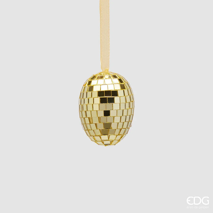 EDG Enzo De Gasperi Decoro Mirror Uovo da Appendere H 6 Cm D 4 Cm Yellow Cf 8 Pz