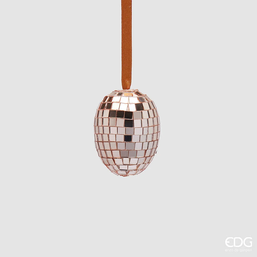 EDG Enzo De Gasperi Decoro Mirror Uovo da Appendere H 6 Cm D 4 Cm Salmone Cf 8 Pz