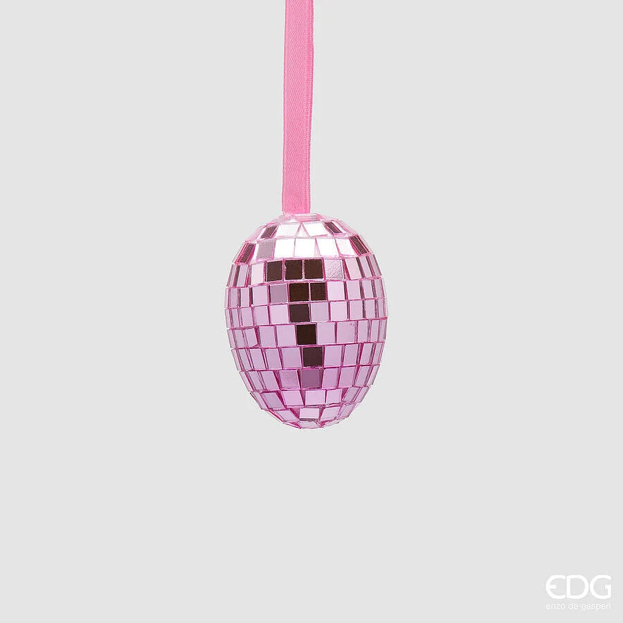 EDG Enzo De Gasperi Decoro Mirror Uovo da Appendere H 6 Cm D 4 Cm Pink Cf 8 Pz
