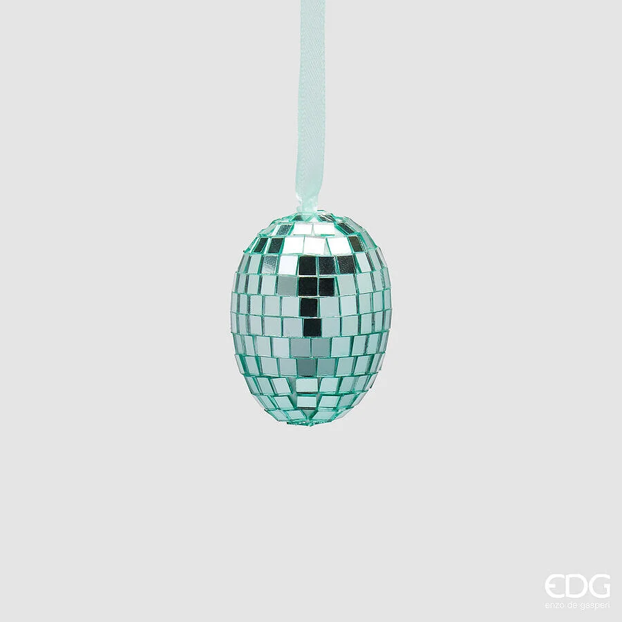 EDG Enzo De Gasperi Decoro Mirror Uovo da Appendere H 6 Cm D 4 Cm Aqua Cf 8 Pz