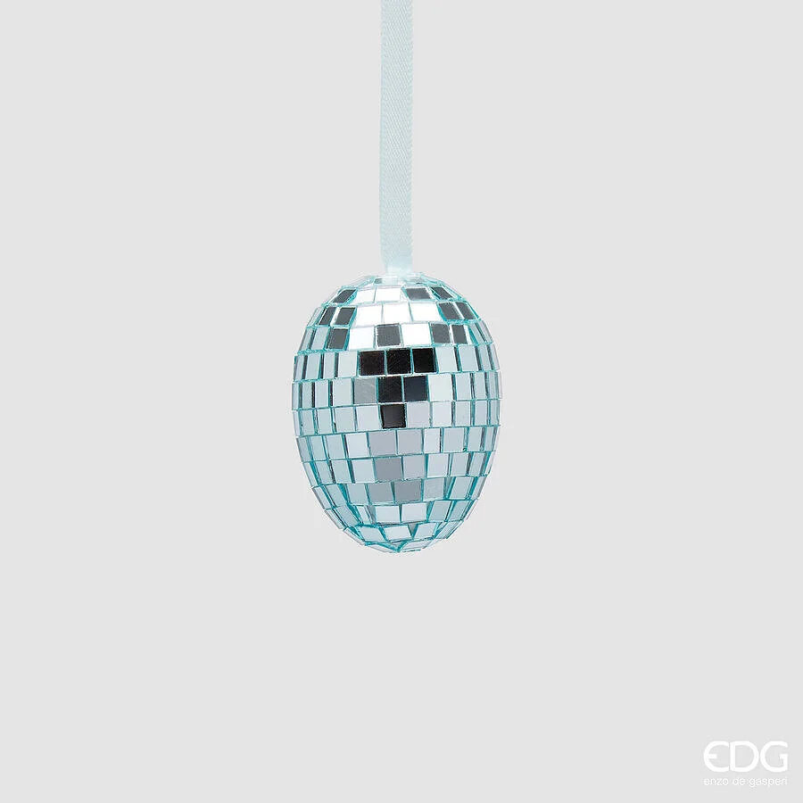 EDG Enzo De Gasperi Decoro Mirror Uovo da Appendere H 6 Cm D 4 Cm Light Blue Cf 8 Pz