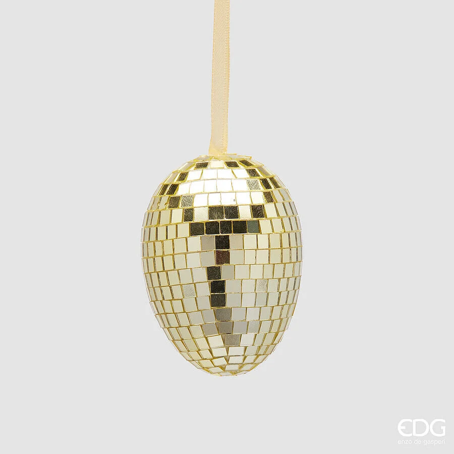 EDG Enzo De Gasperi Decoro Mirror Uovo da Appendere H 10 Cm D 7,5 Cm Yellow