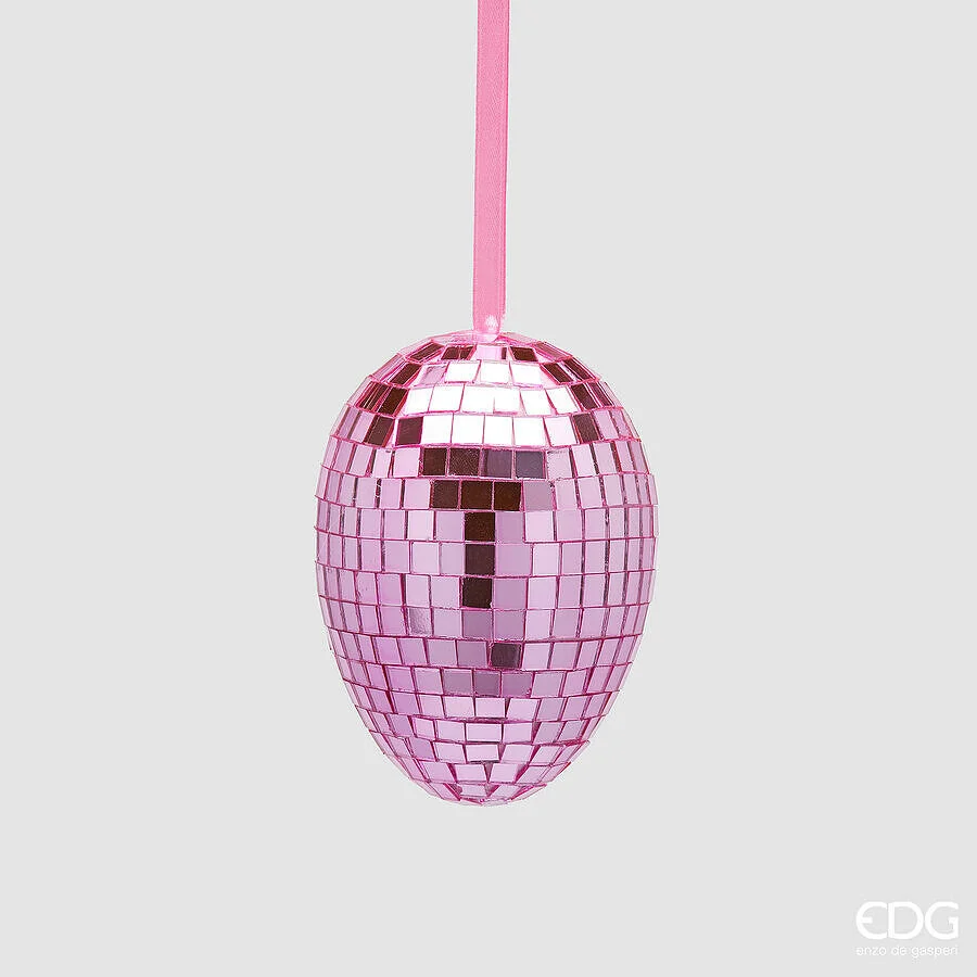 EDG Enzo De Gasperi Decoro Mirror Uovo da Appendere H 10 Cm D 7,5 Cm Pink