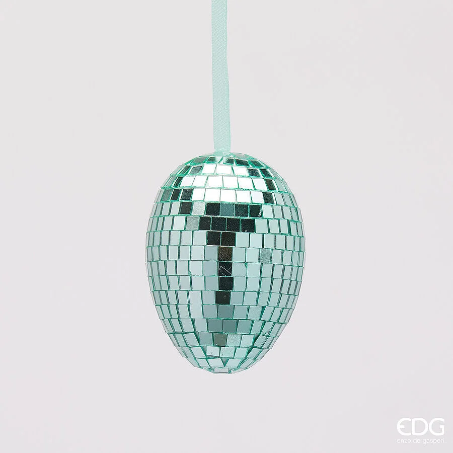 EDG Enzo De Gasperi Decoro Mirror Uovo da Appendere H 10 Cm D 7,5 Cm Aqua