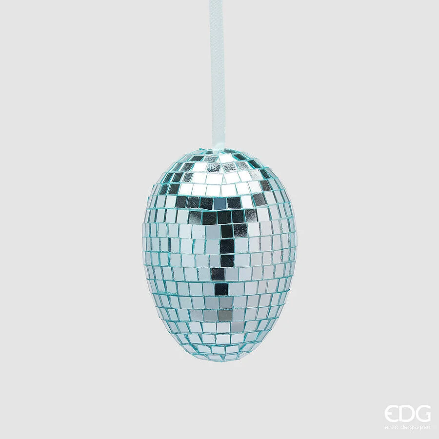 EDG Enzo De Gasperi Decoro Mirror Uovo da Appendere H 10 Cm D 7,5 Cm Lighr Blue