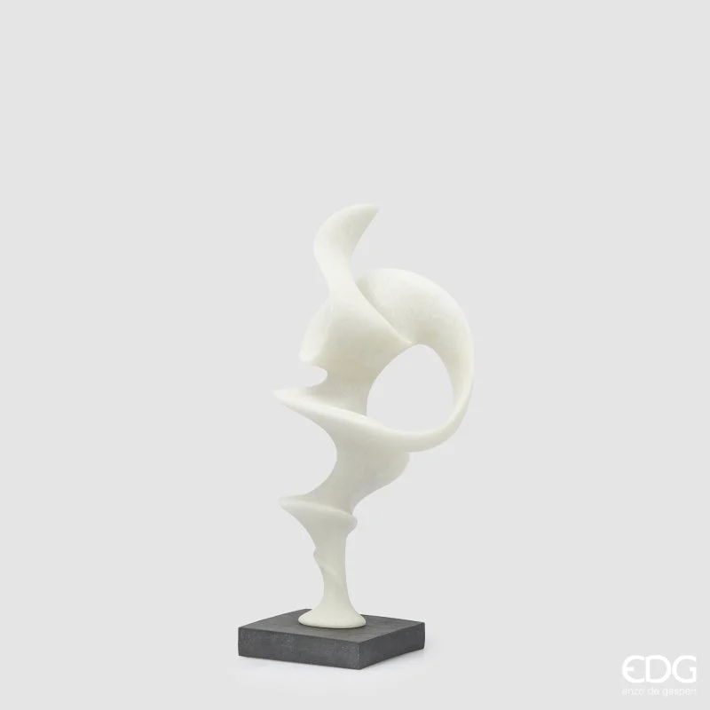 EDG Enzo De Gasperi Scultura Fluid Design con Base H 50 Cm L 15,5 Cm L 15,5 Cm Ivory