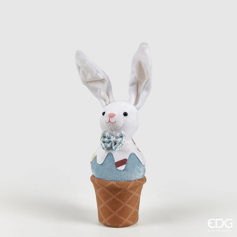 EDG Enzo De Gasperi Decoro Gelato Coniglio H 29 Cm D 9 Cm White Blue